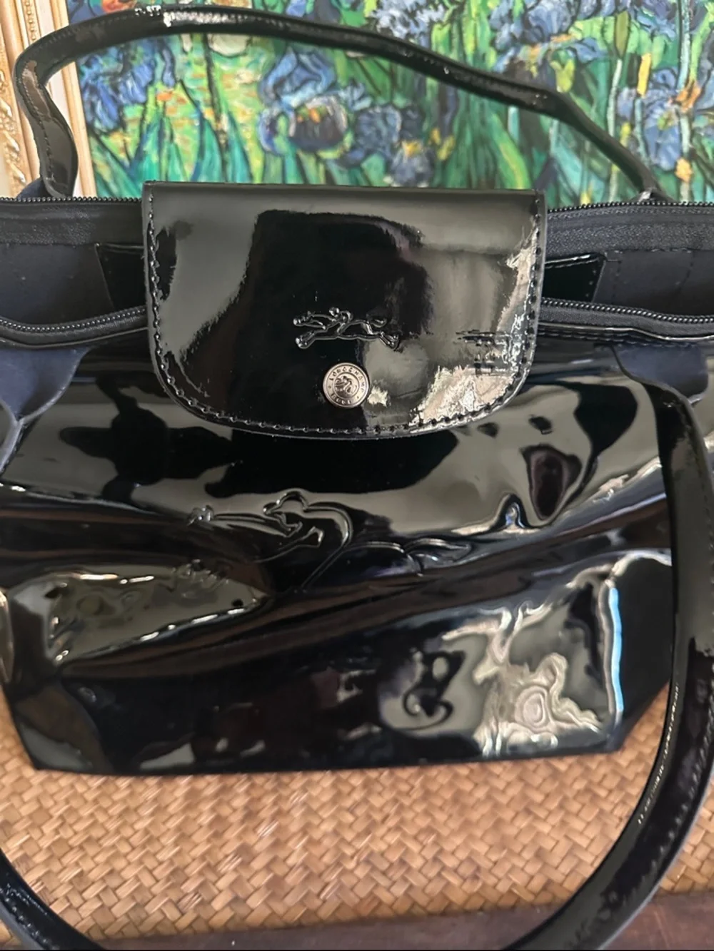 Longchamp Black Patent Le Pliage Tote - Picture 5 of 7